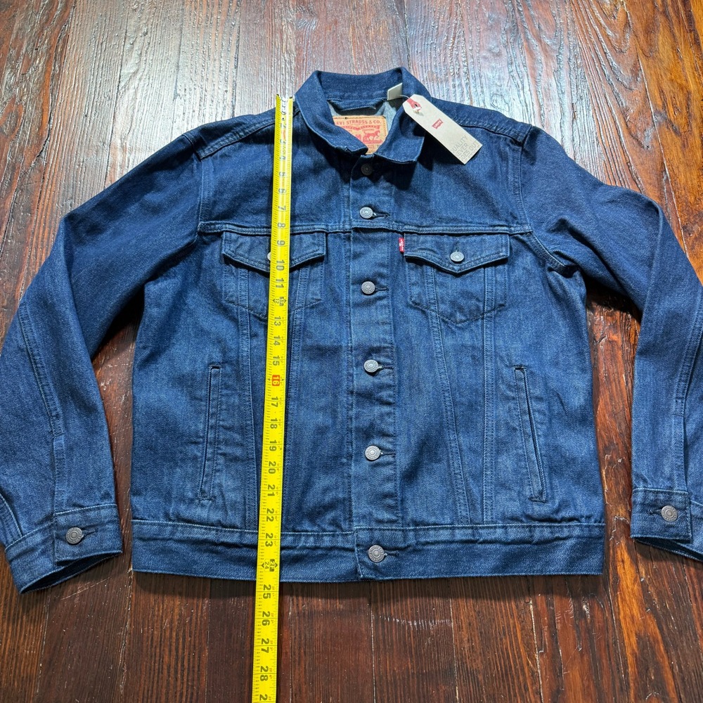 Levis Trucker Jacket Mens M Dark Indigo Denim Standard Fit 72334-0673 IRREGULAR - Picture 2 of 9
